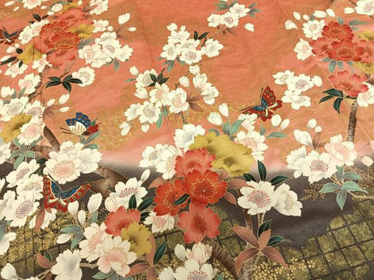 平和屋着物●豪華振袖　駒刺繍　花蝶文　暈し染め　金彩　正絹　逸品　AABF0377fy
