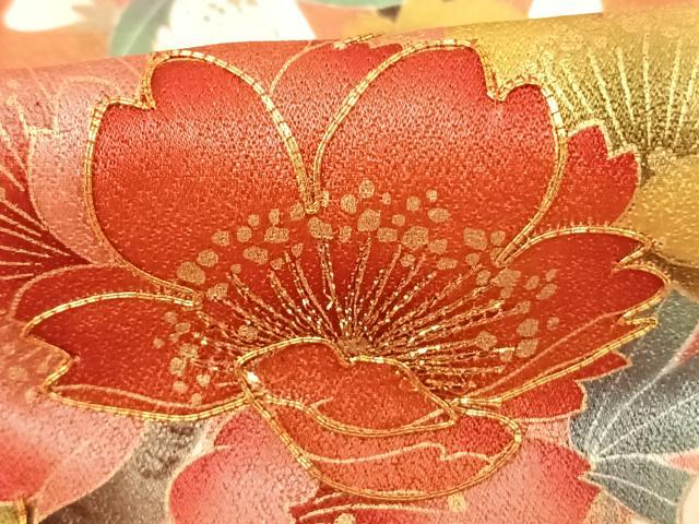 平和屋着物●豪華振袖　駒刺繍　花蝶文　暈し染め　金彩　正絹　逸品　AABF0377fy