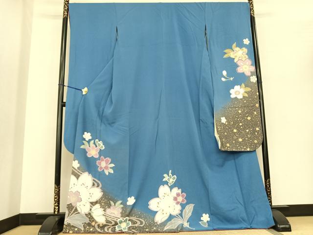 平和屋着物●豪華振袖 舞花文 暈し染め 金彩 正絹 逸品 AABF0380fy