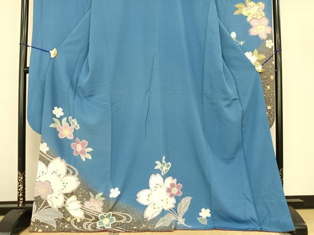 平和屋着物●豪華振袖 舞花文 暈し染め 金彩 正絹 逸品 AABF0380fy