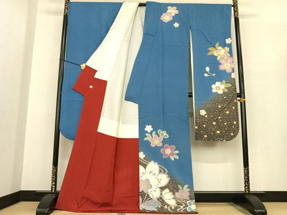 平和屋着物●豪華振袖 舞花文 暈し染め 金彩 正絹 逸品 AABF0380fy