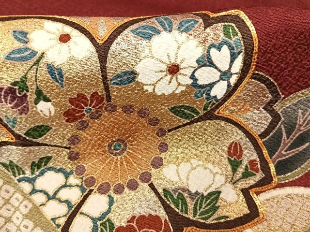 平和屋着物●豪華振袖 駒刺繍 舞花文 暈し染め 金彩 正絹 逸品 AABF0381fy