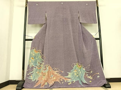 平和屋着物●訪問着　友禅　駒刺繍　宝尽くし　蓑　銀糸　金彩　正絹　逸品　AABF0382fy