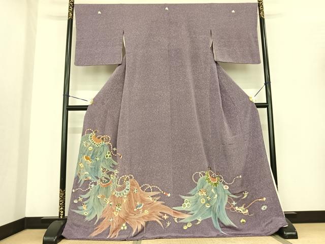 平和屋着物●訪問着　友禅　駒刺繍　宝尽くし　蓑　銀糸　金彩　正絹　逸品　AABF0382fy