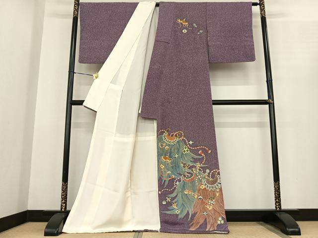 平和屋着物●訪問着　友禅　駒刺繍　宝尽くし　蓑　銀糸　金彩　正絹　逸品　AABF0382fy