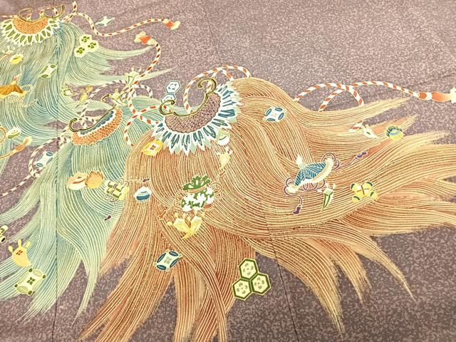 平和屋着物●訪問着　友禅　駒刺繍　宝尽くし　蓑　銀糸　金彩　正絹　逸品　AABF0382fy