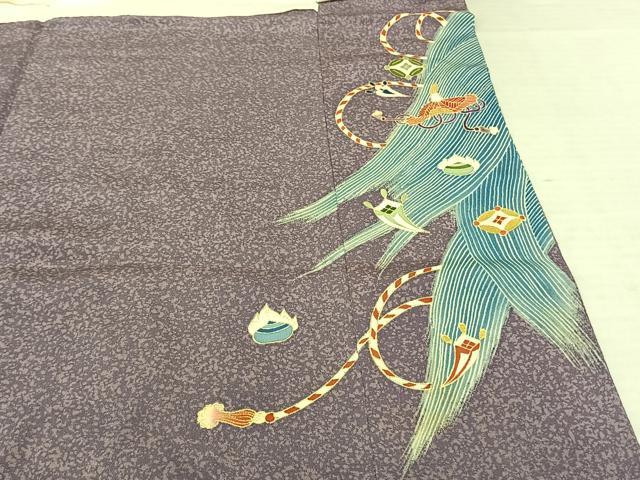 平和屋着物●訪問着　友禅　駒刺繍　宝尽くし　蓑　銀糸　金彩　正絹　逸品　AABF0382fy
