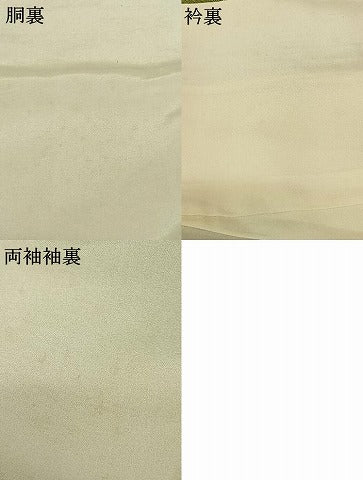 平和屋着物●上質な色無地 花唐草地紋 抹茶色 正絹 逸品 AABF0383fy