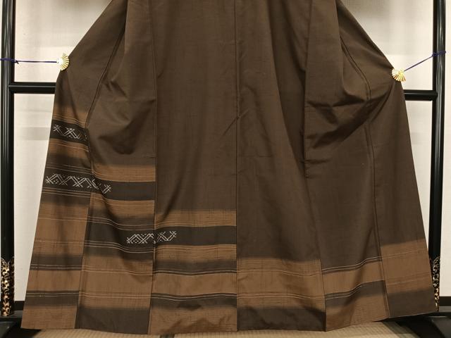 平和屋着物●上質な紬 訪問着 横段文 正絹 逸品 AABF0384fy