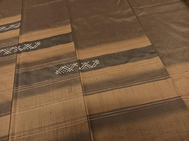 平和屋着物●上質な紬 訪問着 横段文 正絹 逸品 AABF0384fy