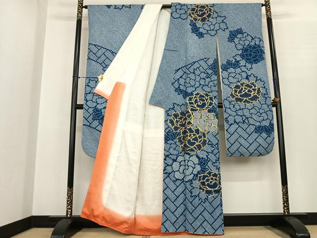 平和屋着物●豪華振袖　駒刺繍　総絞り　舞花文　正絹　逸品　AABF0385fy