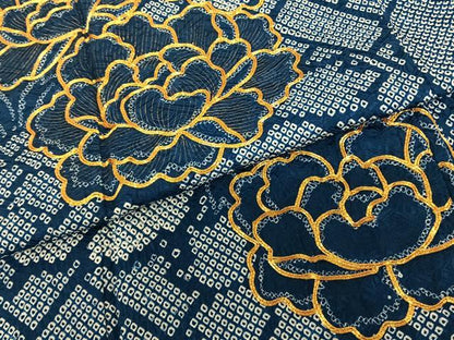 平和屋着物●豪華振袖　駒刺繍　総絞り　舞花文　正絹　逸品　AABF0385fy