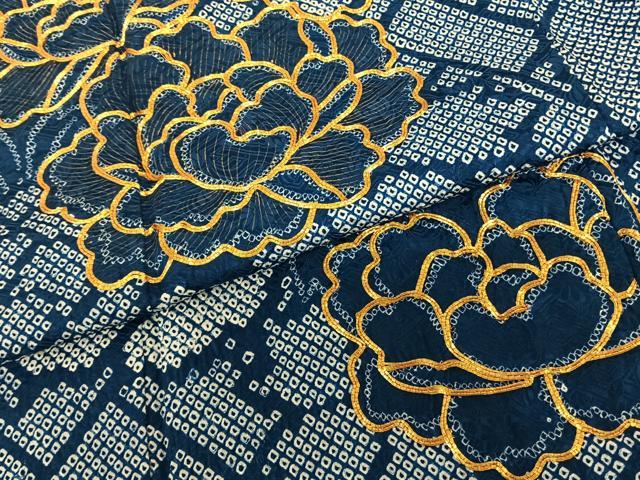 平和屋着物●豪華振袖　駒刺繍　総絞り　舞花文　正絹　逸品　AABF0385fy