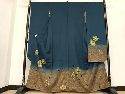 平和屋着物●豪華振袖 舞花文 金彩 正絹 逸品 AABF0387fy