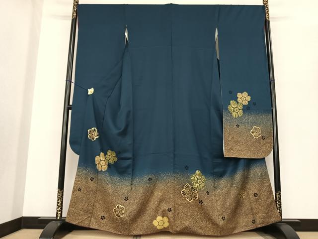 平和屋着物●豪華振袖 舞花文 金彩 正絹 逸品 AABF0387fy