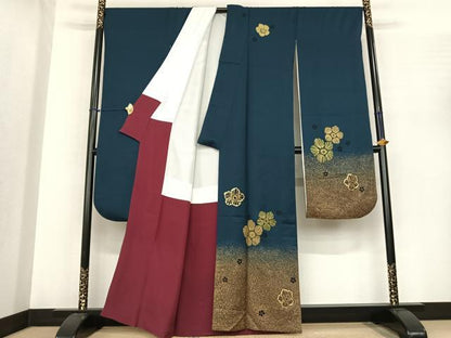 平和屋着物●豪華振袖 舞花文 金彩 正絹 逸品 AABF0387fy