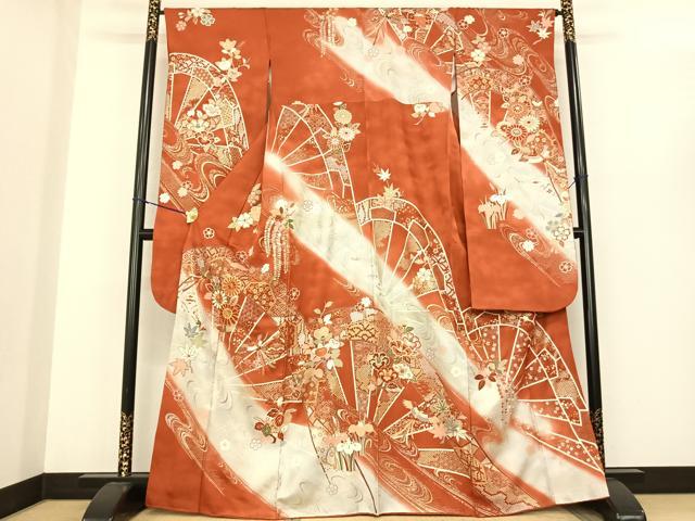 平和屋着物●世界的ファッションデザイナー 山本寛斎 kansaiブランド 振袖 駒刺繍 片輪車花文 暈し染め 金銀彩 正絹 逸品 AABF0390fy