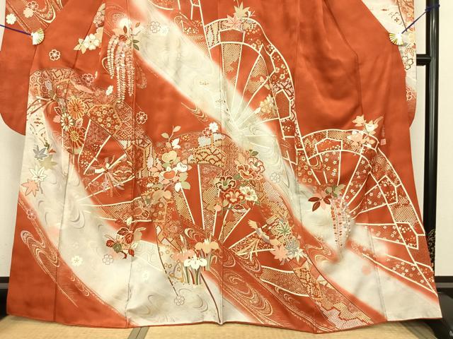 平和屋着物●世界的ファッションデザイナー 山本寛斎 kansaiブランド 振袖 駒刺繍 片輪車花文 暈し染め 金銀彩 正絹 逸品 AABF0390fy