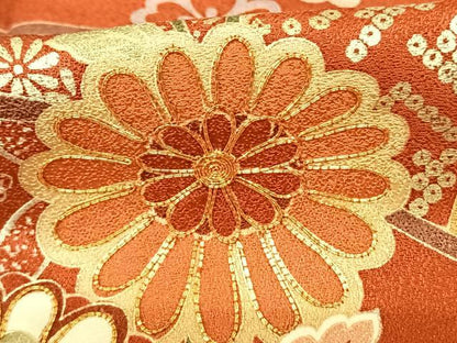 平和屋着物●世界的ファッションデザイナー 山本寛斎 kansaiブランド 振袖 駒刺繍 片輪車花文 暈し染め 金銀彩 正絹 逸品 AABF0390fy