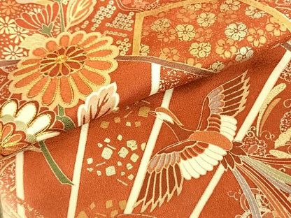 平和屋着物●世界的ファッションデザイナー 山本寛斎 kansaiブランド 振袖 駒刺繍 片輪車花文 暈し染め 金銀彩 正絹 逸品 AABF0390fy