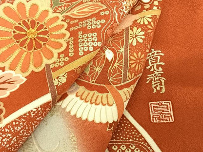 平和屋着物●世界的ファッションデザイナー 山本寛斎 kansaiブランド 振袖 駒刺繍 片輪車花文 暈し染め 金銀彩 正絹 逸品 AABF0390fy