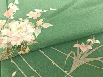 平和屋着物●訪問着 枝花文 正絹 逸品 AABF0391fy