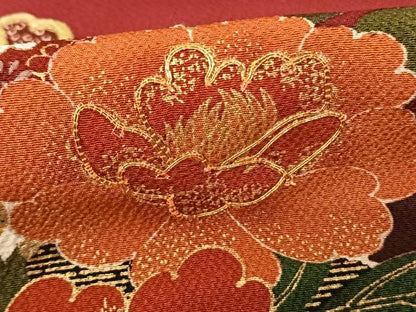 平和屋着物●豪華振袖 駒刺繍 道長花文 暈し染め 金彩 正絹 逸品 AABF0394fy