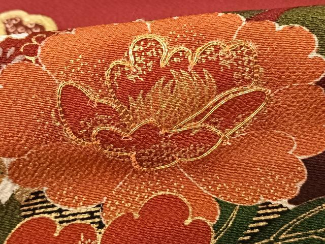 平和屋着物●豪華振袖 駒刺繍 道長花文 暈し染め 金彩 正絹 逸品 AABF0394fy