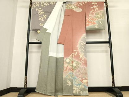 平和屋着物●訪問着　絞り　辻が花　暈し染め　正絹　逸品　AABF0398fy