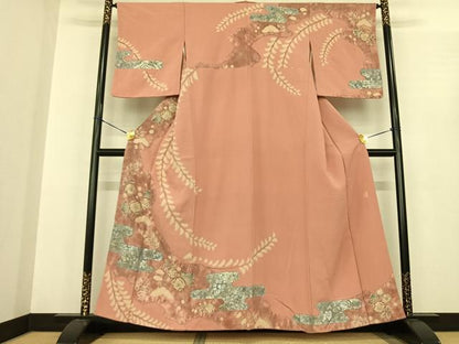 平和屋着物●十日町　名門　滝泰謹製　訪問着　絞り　辻が花　銀彩　正絹　逸品　AABF0399fy