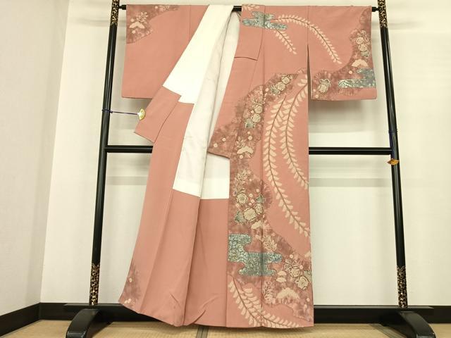 平和屋着物●十日町　名門　滝泰謹製　訪問着　絞り　辻が花　金銀彩　正絹　逸品　AABD9994cs 平和屋着物○十日町 名門 滝泰謹製 訪問着 絞り 辻が花 銀彩 正絹