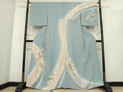平和屋着物●訪問着　草花文　暈し染め　金彩　正絹　逸品　AABF0401fy