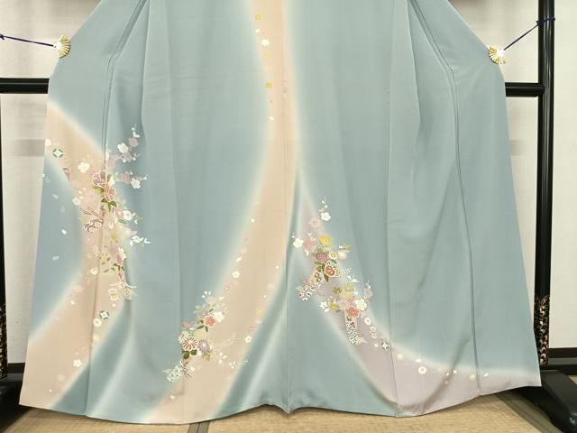 平和屋着物○訪問着 草花文 暈し染め 金彩 正絹 逸品 AABF0401fy