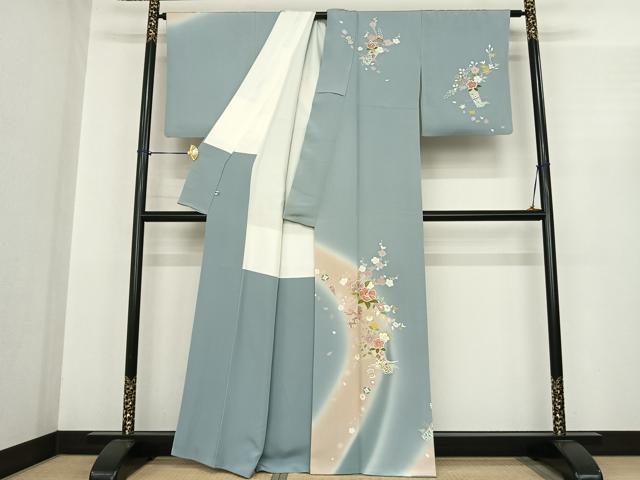 平和屋着物●訪問着　草花文　暈し染め　金彩　正絹　逸品　AABF0401fy 平和屋着物○訪問着 草花文 暈し染め 金彩 正絹 逸品 AABF0401fy