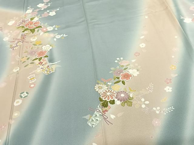 平和屋着物○訪問着 草花文 暈し染め 金彩 正絹 逸品 AABF0401fy