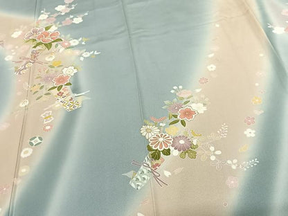 平和屋着物●訪問着　草花文　暈し染め　金彩　正絹　逸品　AABF0401fy