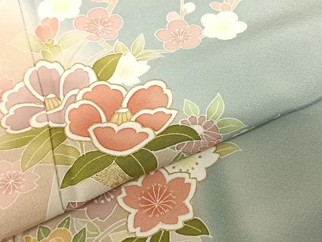 平和屋着物○訪問着 草花文 暈し染め 金彩 正絹 逸品 AABF0401fy