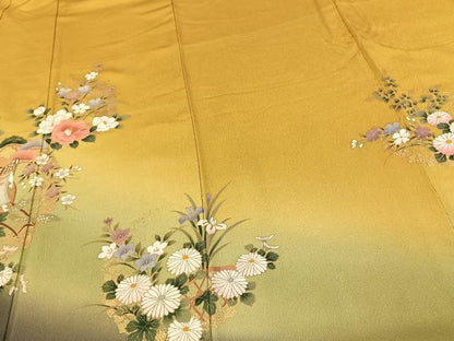 平和屋着物●豪華振袖　御所車花文　暈し染め　金彩　正絹　逸品　AABF0403fy