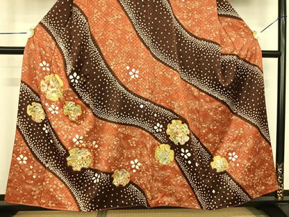 平和屋着物●訪問着　絞り　刺繍　雪輪風景花文　暈し染め　金彩　正絹　逸品　AABF0405fy