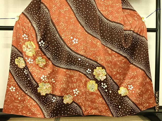 平和屋着物●訪問着　絞り　刺繍　雪輪風景花文　暈し染め　金彩　正絹　逸品　AABF0405fy