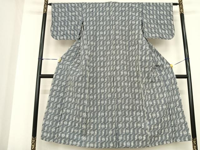平和屋着物●久留米絣　幾何学花文　綿　逸品　AABF0408fy