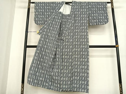 平和屋着物●久留米絣　幾何学花文　綿　逸品　AABF0408fy