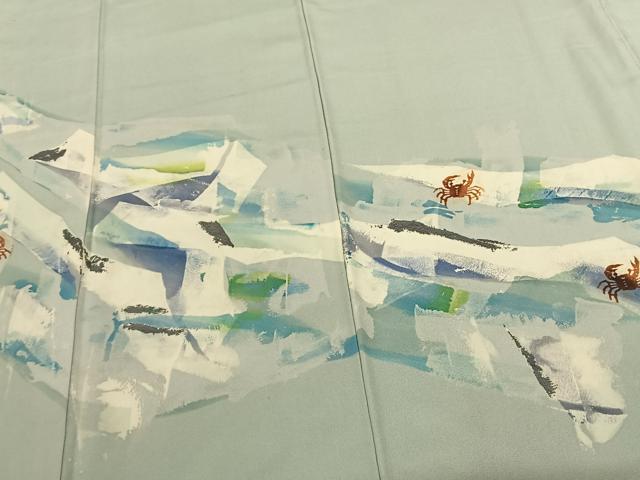 平和屋着物○訪問着 蟹 暈し染め 正絹 逸品 AABF0409fy