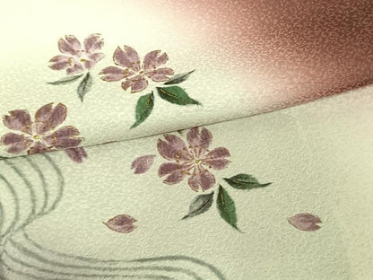 平和屋着物●訪問着　手描き　舞花文　暈し染め　金彩　さが美扱い　正絹　逸品　未使用　AABF0411fy