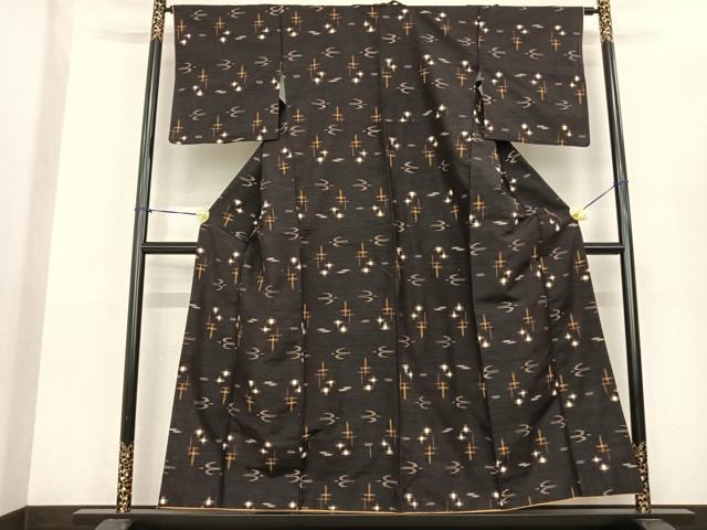 平和屋着物●上質な紬　琉球絣　正絹　逸品　AABF0412fy