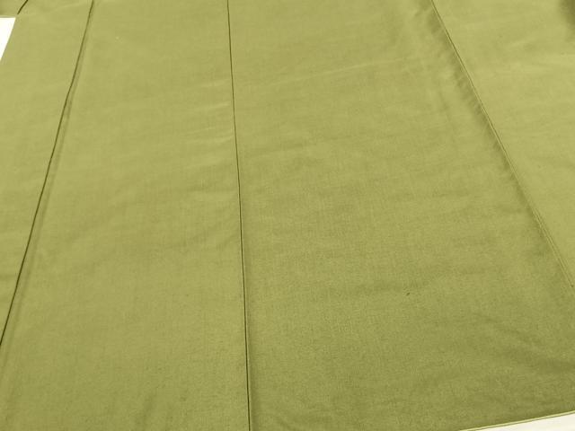 平和屋着物○本場真綿絢結城紬 草色 証紙付き ロング丈 正絹 逸品