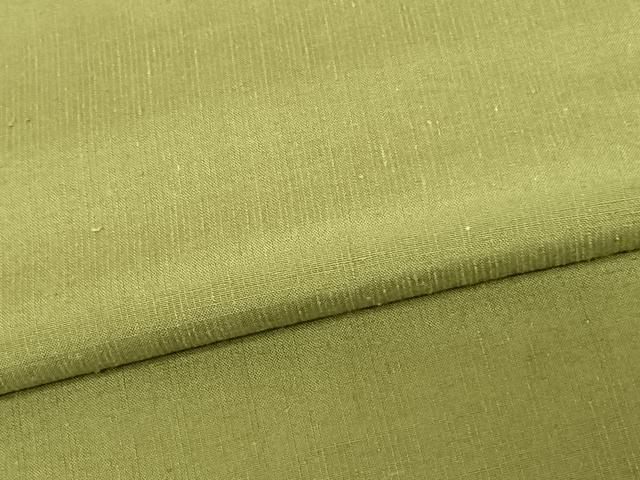 平和屋着物○本場真綿絢結城紬 草色 証紙付き ロング丈 正絹 逸品