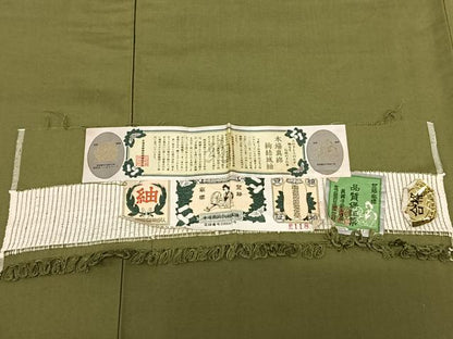 平和屋着物●本場真綿絢結城紬　草色　証紙付き　ロング丈　正絹　逸品　AABF0413fy