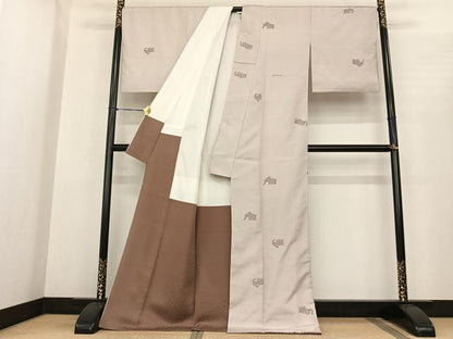 平和屋着物●上質な紬　象　ロング丈　正絹　逸品　AABF0416fy