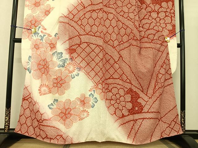 平和屋着物●豪華振袖　総絞り　舞花文　正絹　逸品　AABF0417fy